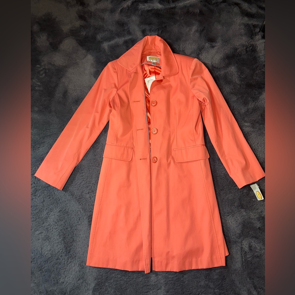 NTW Coral Talbots Womens Linen Blend Blazer Jacket Size Petite Medium 4 Button